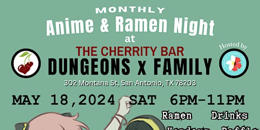 Primaire afbeelding van Anime and Ramen Night at the Cherrity Bar - Dungeon X Family