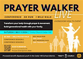 Image principale de Prayer Walker LIVE  |  1 Mile Walk + 5K Fun Run