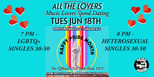 Imagem principal do evento All the Lovers: Music Lovers Speed Dating - Pride Month Edition