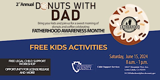 Image principale de 2nd Annual Donuts With Dad!  in Honor  of Fatherhood Awareness  Month!