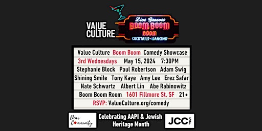 Primaire afbeelding van Value Culture AAPI and Jewish Heritage Month Comedy Showcase