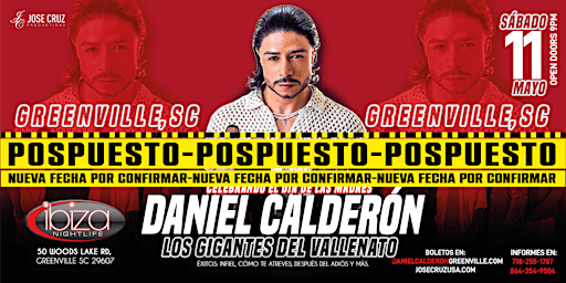 Hauptbild für Daniel Calderón y Los Gigantes del Vallenato en Greenville, SC I Mayo 11