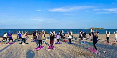 Beach Yoga at Silver Sands State Park in Milford