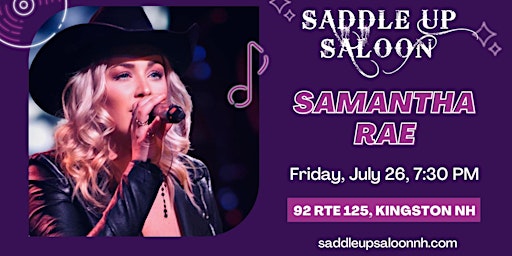 Imagem principal do evento Samantha Rae Acoustic at Saddle Up Saloon