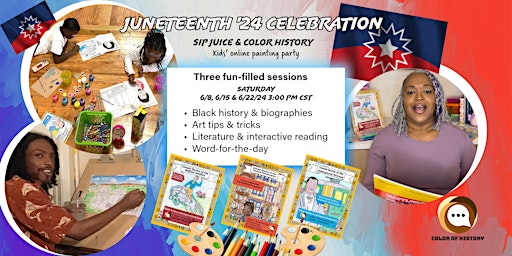 Imagen principal de Juneteenth '24 Celebration a kids online painting party