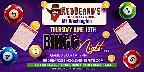 BINGO NIGHT AT RED BEARD'S - MT WASHINGTON - JUNE