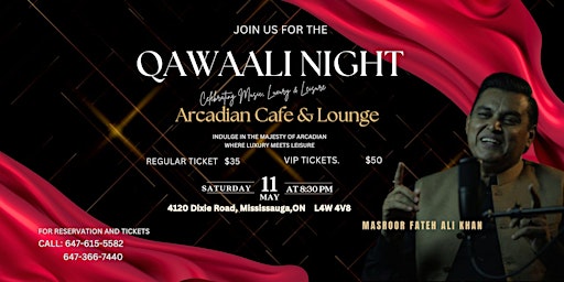 Imagem principal do evento Qawali night At Arcadian Cafe & Lounge