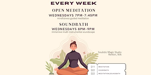 Imagem principal do evento WEEKLY 7PM Guided Meditation |8PM Soundbath