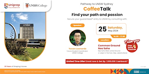 Primaire afbeelding van Coffee Talk: Find Your Path and Passion to UNSW Sydney