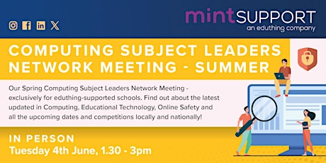 Computing Subject Leaders Network Meeting - Summer (Mint Support) primary image