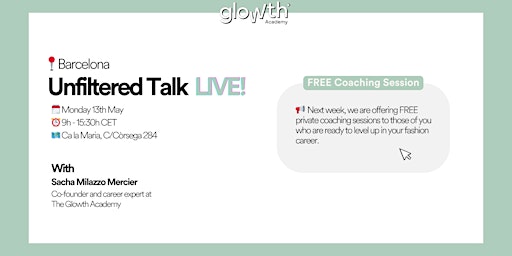 Imagem principal do evento Unfiltered Talk LIVE - Free Coaching Session With Sacha Milazzo Mercier