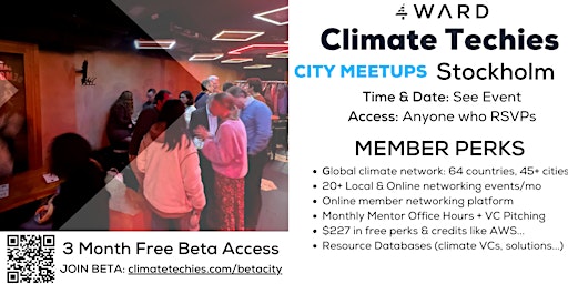 Climate Techies Stockholm Quarterly Member Sustainability Drinks Meetup primary image
