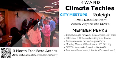 Climate Techies Raleigh Monthly Member Sustainability Drinks Meetup primary image