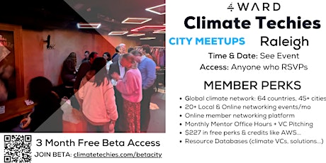 Climate Techies Raleigh Monthly Member Sustainability Drinks Meetup