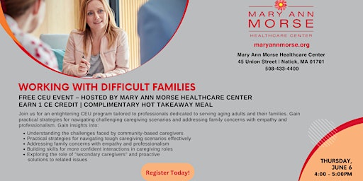 Imagem principal do evento Working with Difficult Families | Free CEU Event