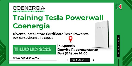 Image principale de Training per gli Installatori Certificati Tesla Powerwall - 11 Luglio 2024