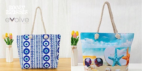 Boozy Brushes X Evolve Med Spa | Sip & Paint Beach Bags