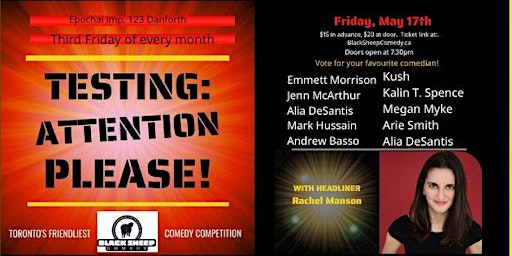 Imagem principal do evento TESTING: ATTENTION PLEASE! Toronto's Friendliest Comedy Competition
