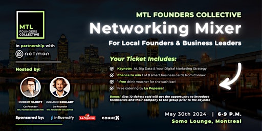 Imagem principal do evento MTL Founders Collective  |  Networking Mixer