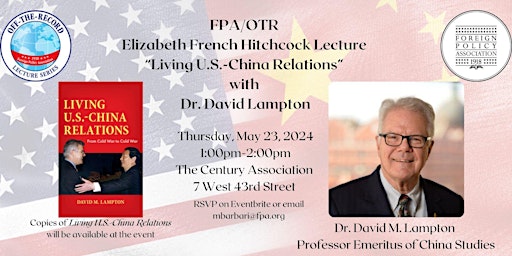Imagen principal de FPA/OTR Elizabeth French Hitchcock Lecture with Dr. David Lampton