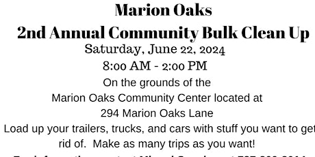 MARION OAKS 2nd ANNUAL COMMUNITY BULK CLEAN UP