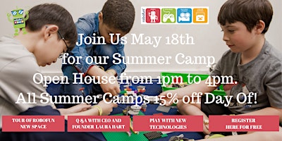Summer Camp Open House  on 5/18 in our NEW SPACE! 65th and WEA  primärbild