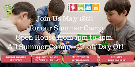 Summer Camp Open House  on 5/18 in our NEW SPACE! 65th and WEA