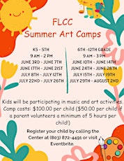 Art Camp July 15th - July 19th 6th - 12th grade