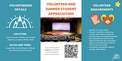 Imagem principal do evento 2024  Community Volunteer and Summer Student Appreciation - Volunteer