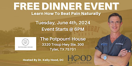 Imagem principal de Beat Pain Naturally | FREE Tyler, TX Dinner Event Hosted By Dr. Kelly Hood