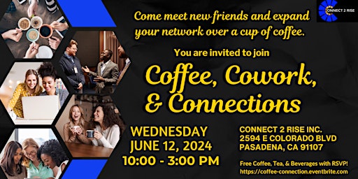 Image principale de Coffee, Cowork, & Connections Meetup