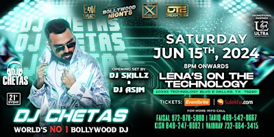 Primaire afbeelding van Bollywood Night with Worlds #1 Bollywood DJ CHETAS in Dallas - TX