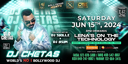 Imagem principal de Bollywood Night with Worlds #1 Bollywood DJ CHETAS in Dallas - TX