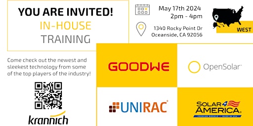 In-House Training Hosted by KRUSW: GoodWe, Unirac, OpenSolar, Solar4America primary image