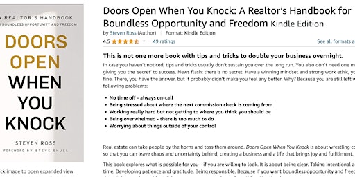 Imagem principal do evento Door Open When you Knock Author Steven Ross on Real Estate Prospecting