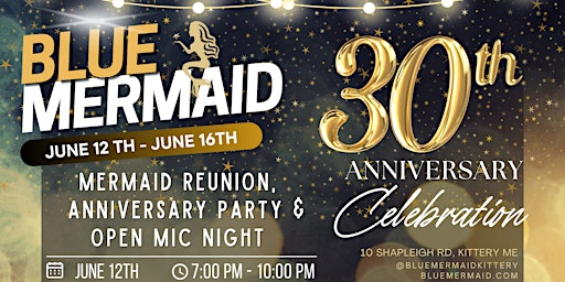 Imagen principal de Blue Mermaid 30th Anniversary Mermaid Reunion, Open Mic & Anniversary Party