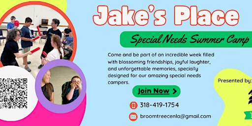 Imagem principal de Jake's Place Special Needs Summer Camp - Presented by The Broom Tree Cenla
