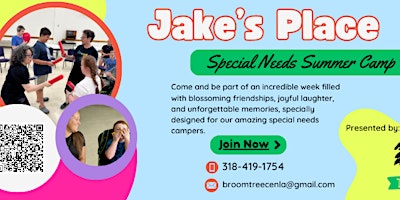 Imagem principal do evento Jake's Place Special Needs Summer Camp - Presented by The Broom Tree Cenla