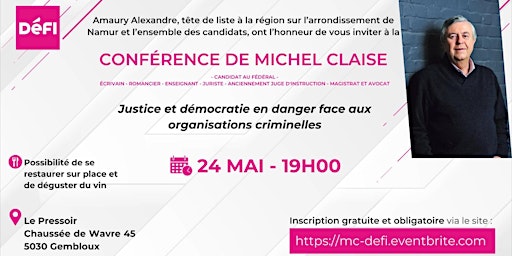 Imagem principal do evento Conférence du Juge honoraire Michel Claise