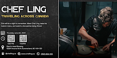 Imagem principal do evento Chef Ling Traveling Across Canada