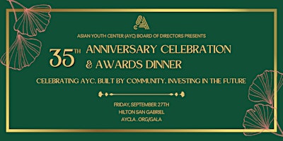 Primaire afbeelding van AYC's 35th Anniversary Celebration and Awards Dinner