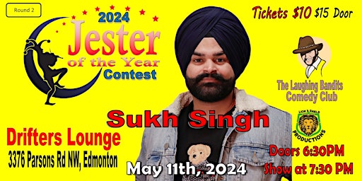 Imagem principal do evento Jester of the Year Contest - Drifters Lounge Starring Sukh Singh