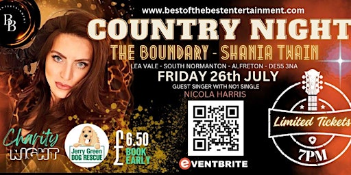 Primaire afbeelding van Country Night with Shania Twain at the Boundary - Charity Night