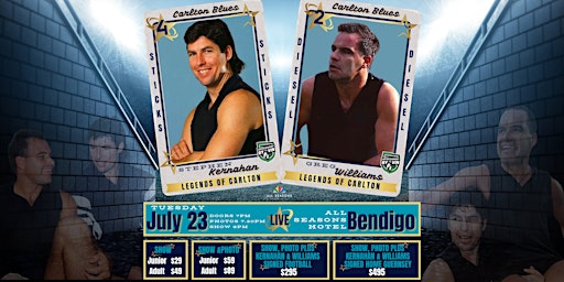 Imagem principal do evento Legends of Carlton - Sticks & Diesel LIVE at All Seasons Resort, Bendigo!