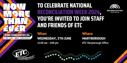 Imagen principal de ETC National Reconciliation Week Event - Maryborough