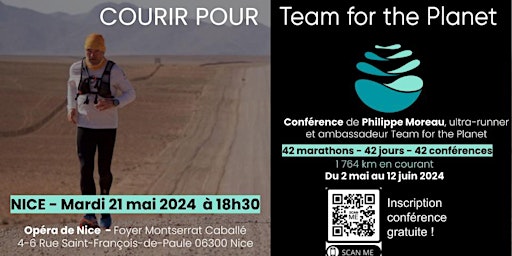 Immagine principale di Conférence "Courir pour Team For The Planet" - NICE 
