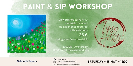 Imagem principal de Paint & Sip Workshop - Flower Field (Learn how to paint!)