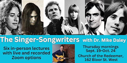 Imagem principal de The Singer-Songwriters: a six lecture series with Dr. Mike Daley