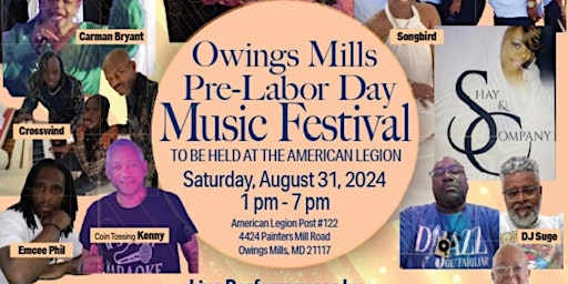 Imagem principal do evento OWINGS MILLS MUSIC FESTIVAL AT THE AMERICAN LEGION POST #122