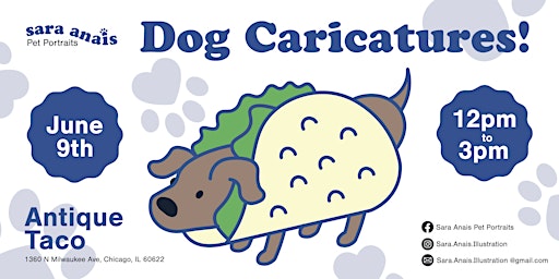 Primaire afbeelding van Pop Up Dog Caricatures at Antique Taco